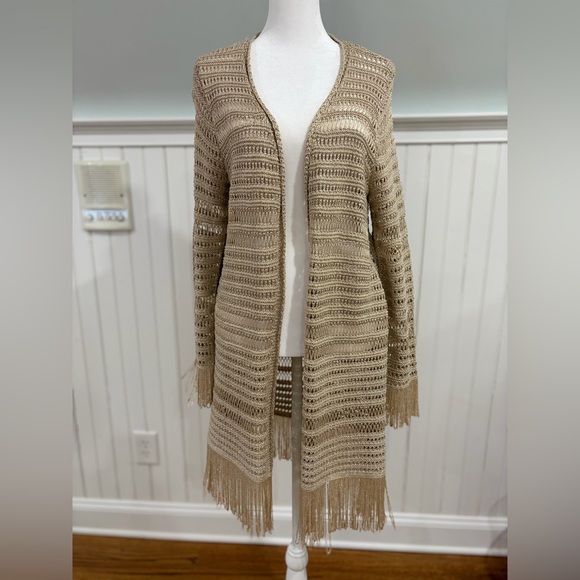INC International Concepts Sweaters - Gold Open-Knit Cardigan